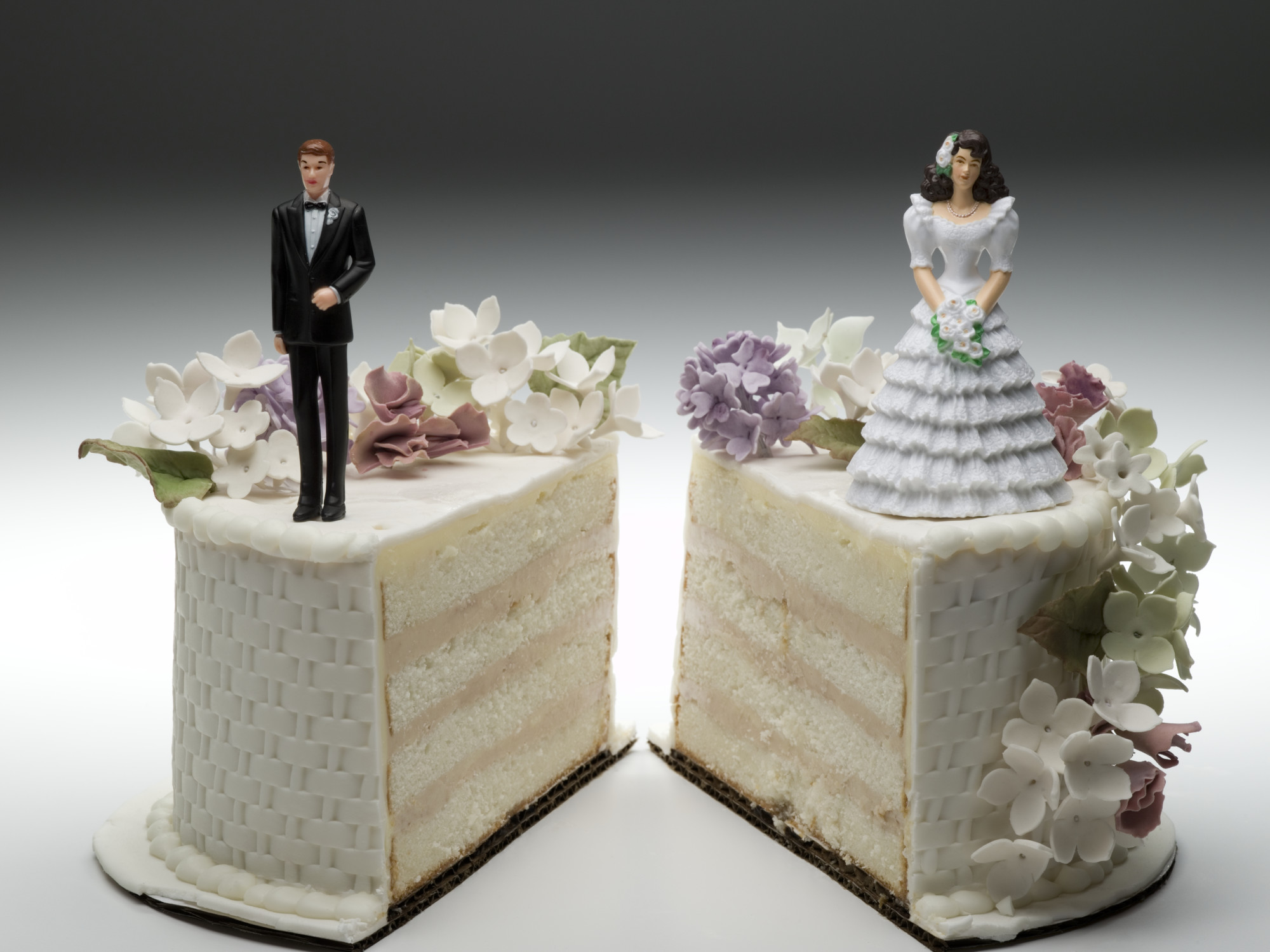 Divorce Visualized by a Split Wedding Cake